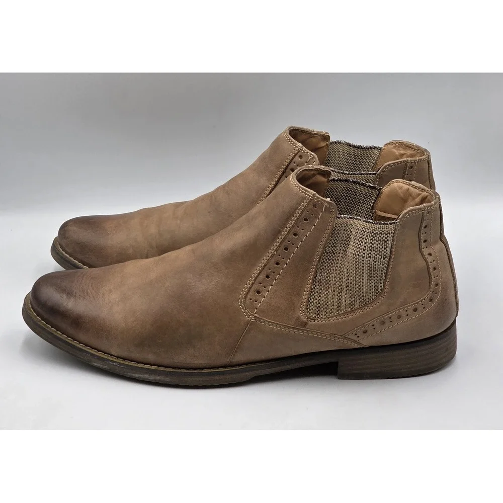 Steve Madden Paxton Chelsea Boots Mens 11.5 Distressed Brown Leather